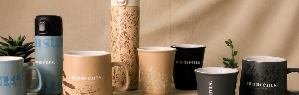 Verschillende zakelijke mokken als relatiegeschenk